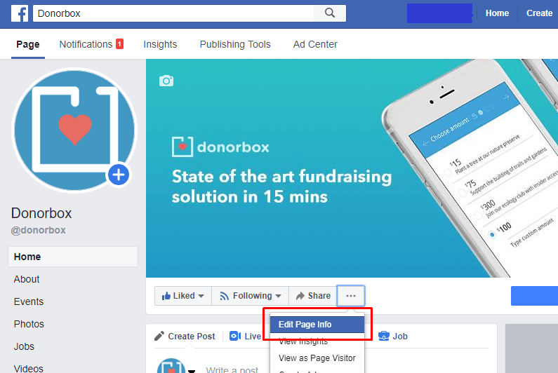 facebook donate button