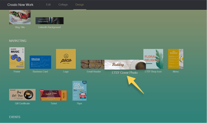 Choose a Etsy cover template