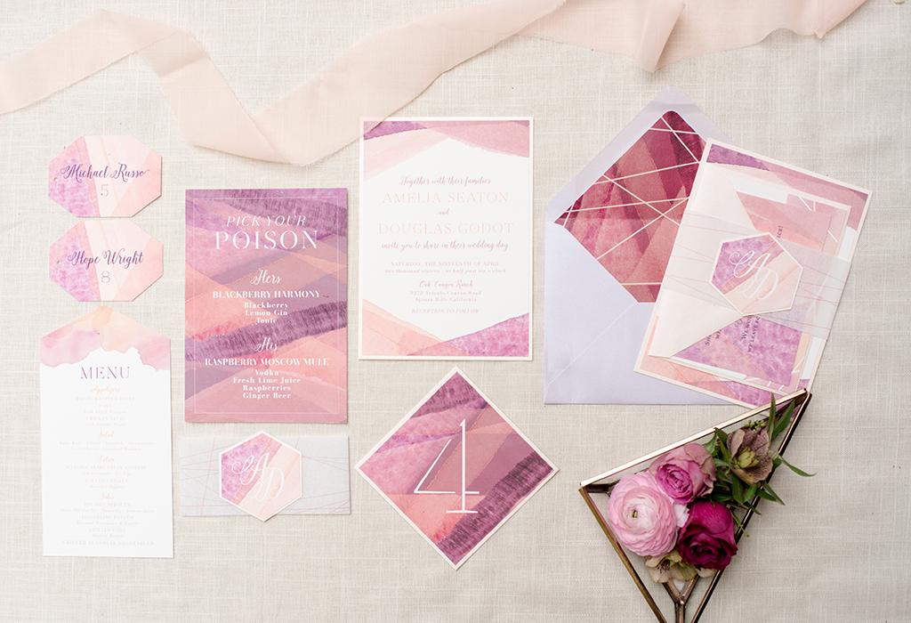 modern pink gradient wedding invitation