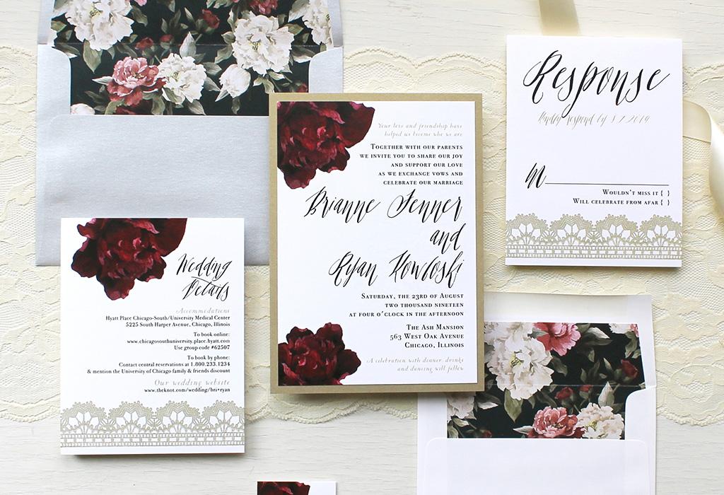 modern script wedding invitation