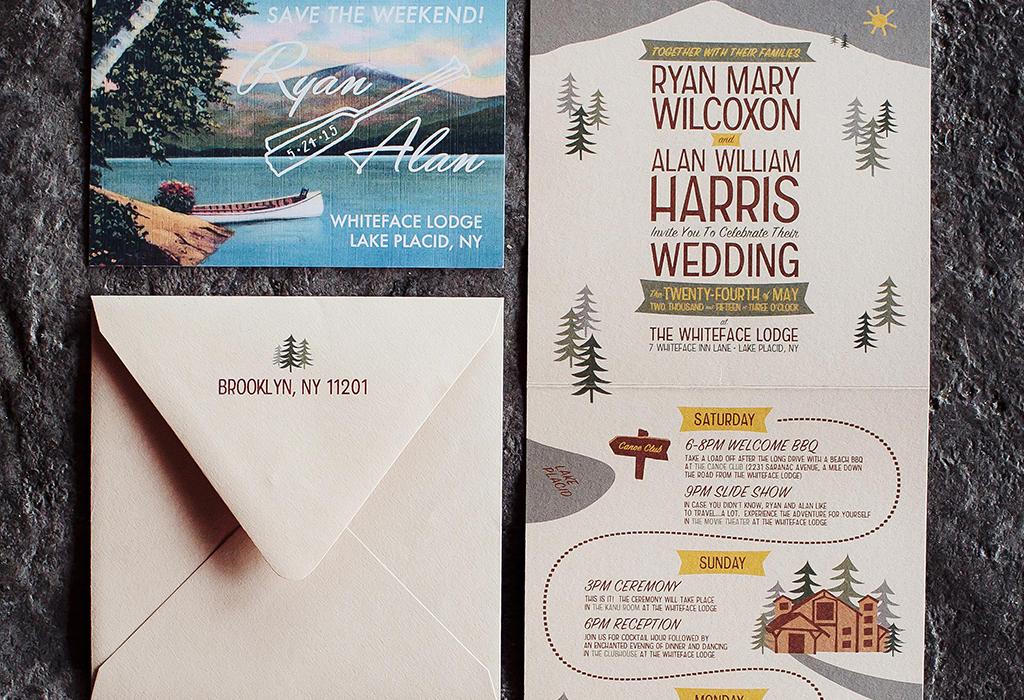 rustic summer camp wedding invitation