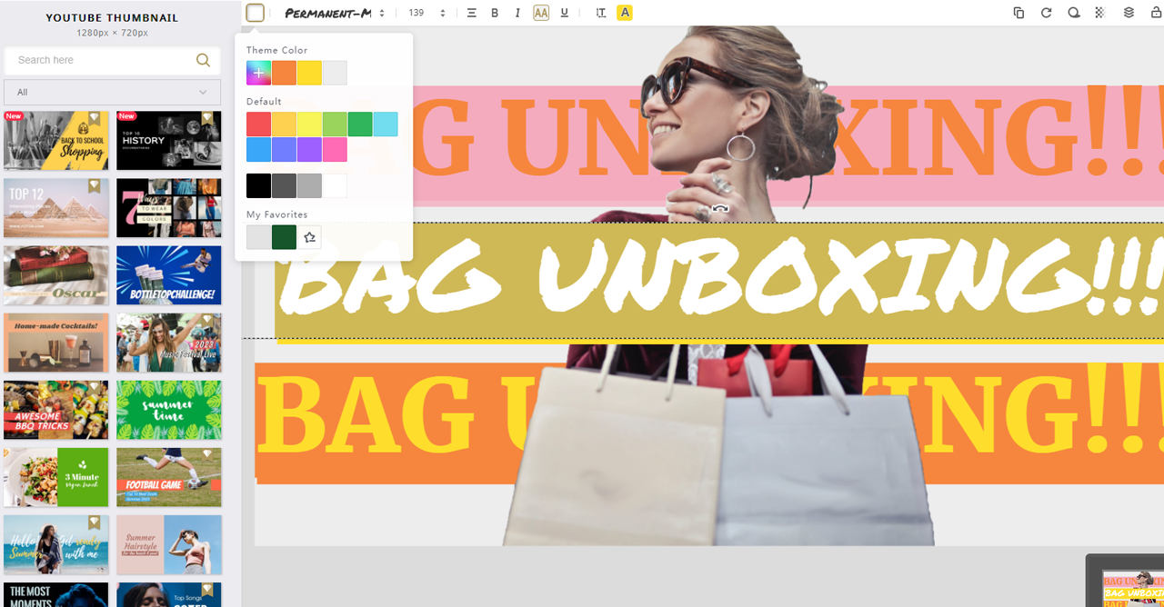 26.Cahnge font colors in YouTube thumbnail templates