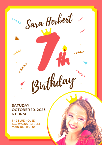 red and white kid birthday party invitation