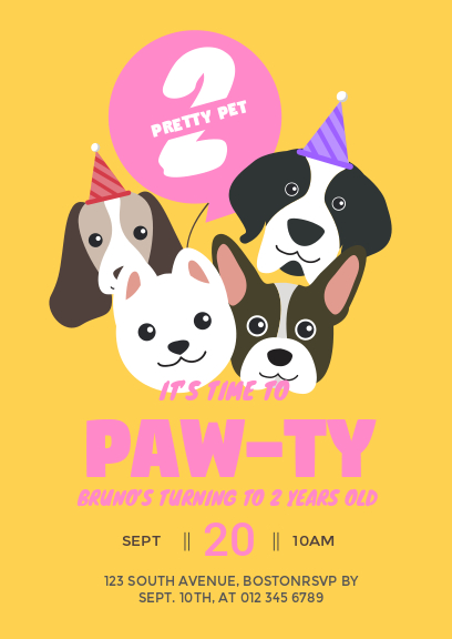 yellow dog party invitation