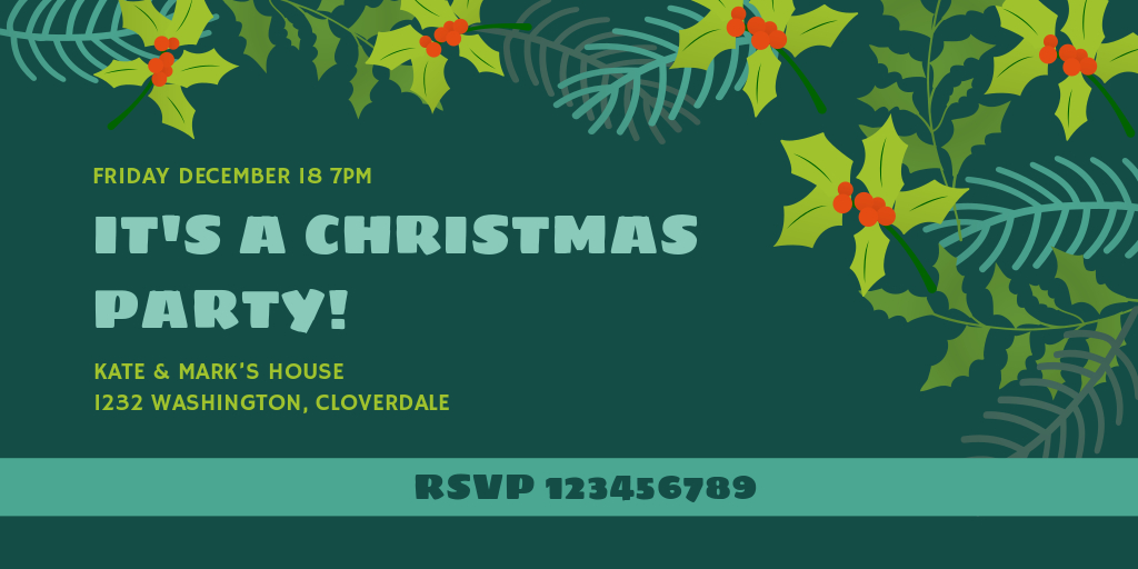 green christmas party invitation