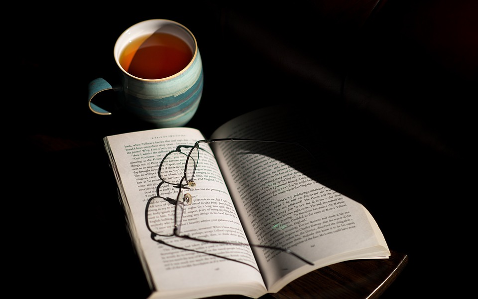 a cup of tea on a desk