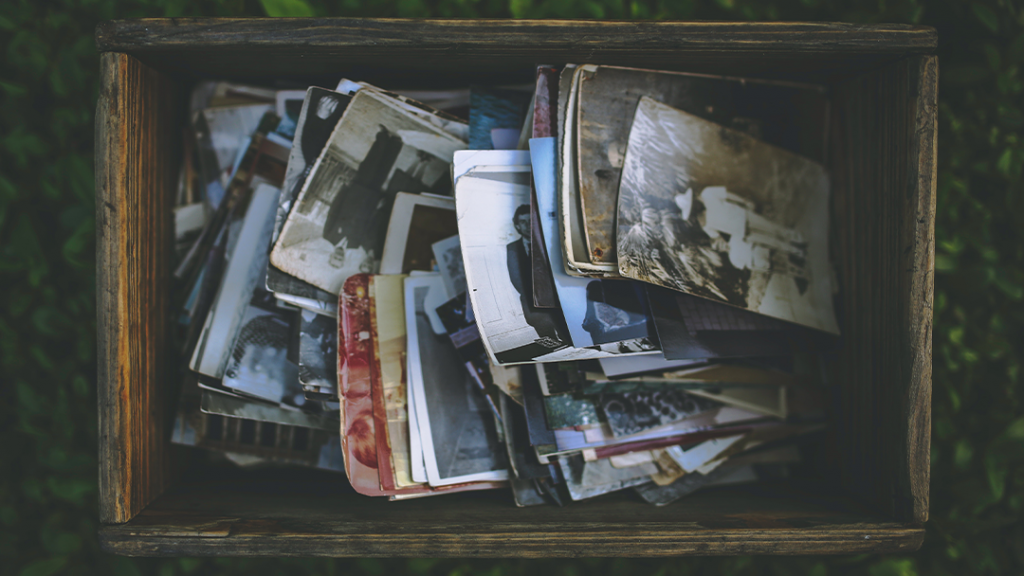 Aged book, photo album, vintage paper card, photo corner Stock