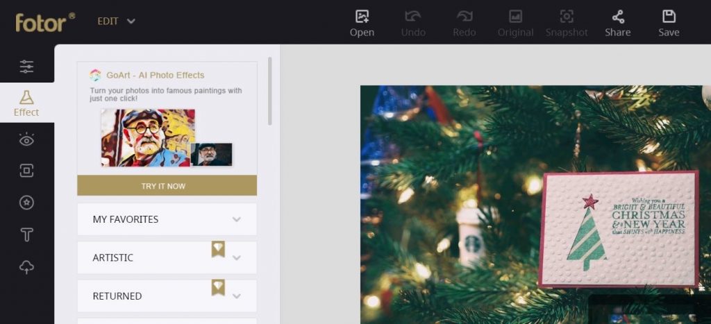 Use special photo effects in Fotor