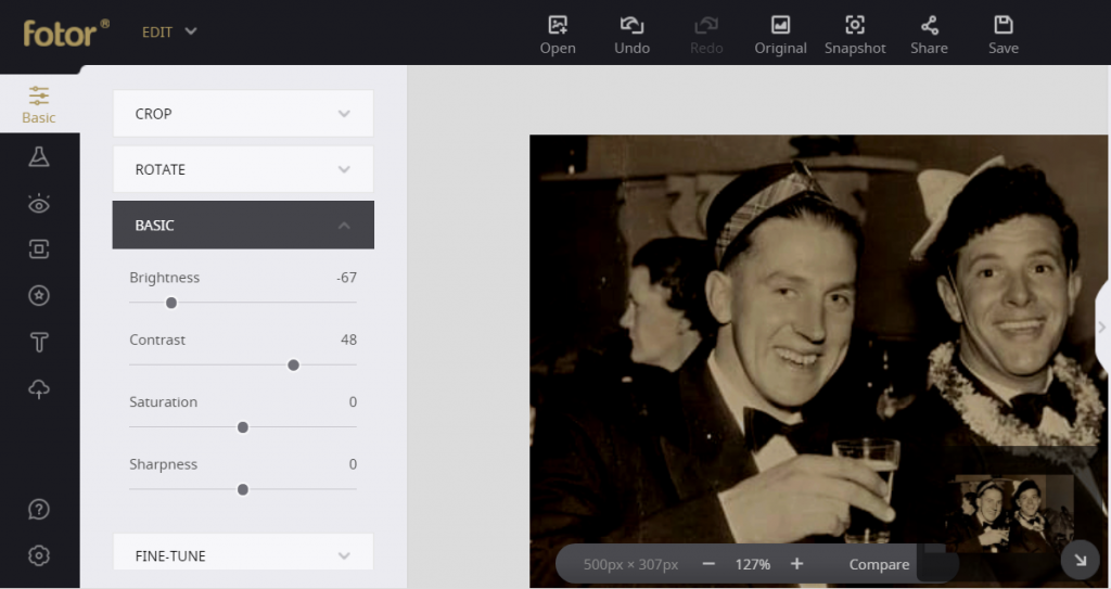 make basic photo edits with Fotor photo editor