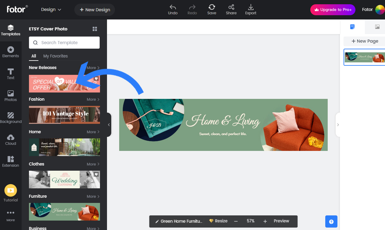 Create etsy cover photo using Fotor