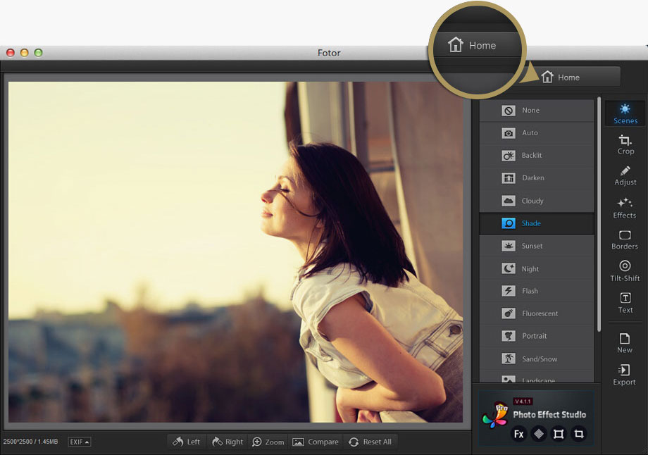 Fotor photo editing workstation home for Mac