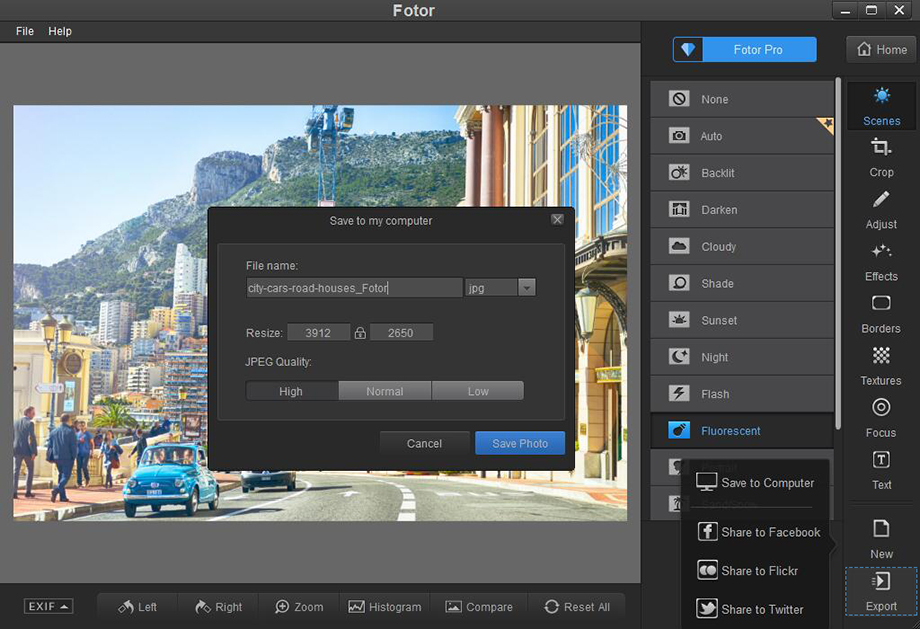 photo resize share export and print
