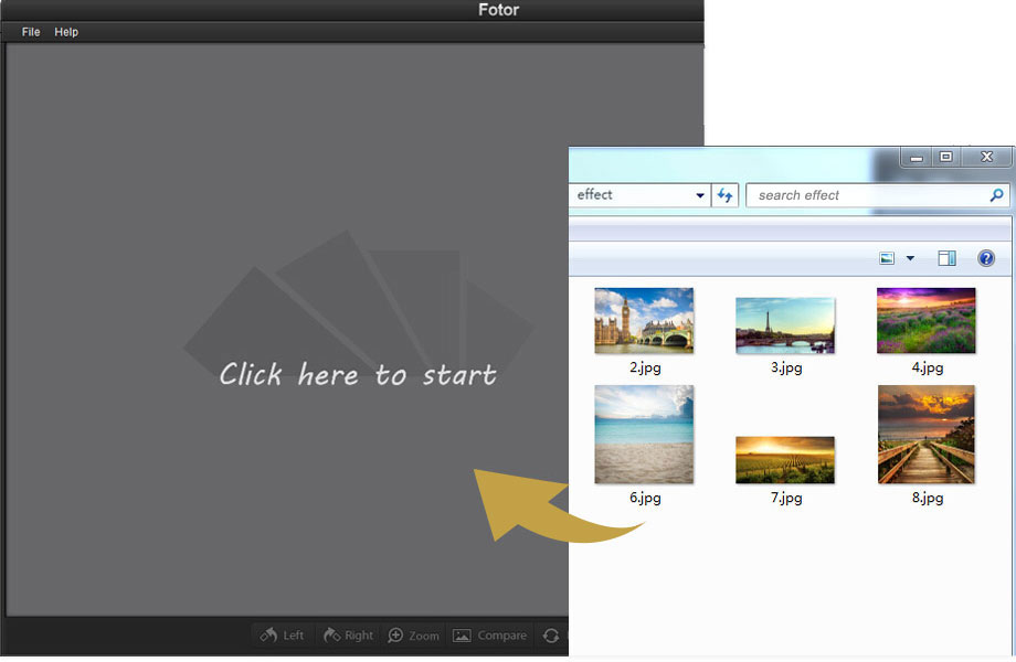 add photo to Fotor photo editor for Windows
